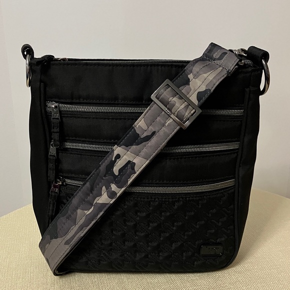 lug Handbags - Lug Breezer RFID Crossbody Bag in Brushed Black/Camo Strap